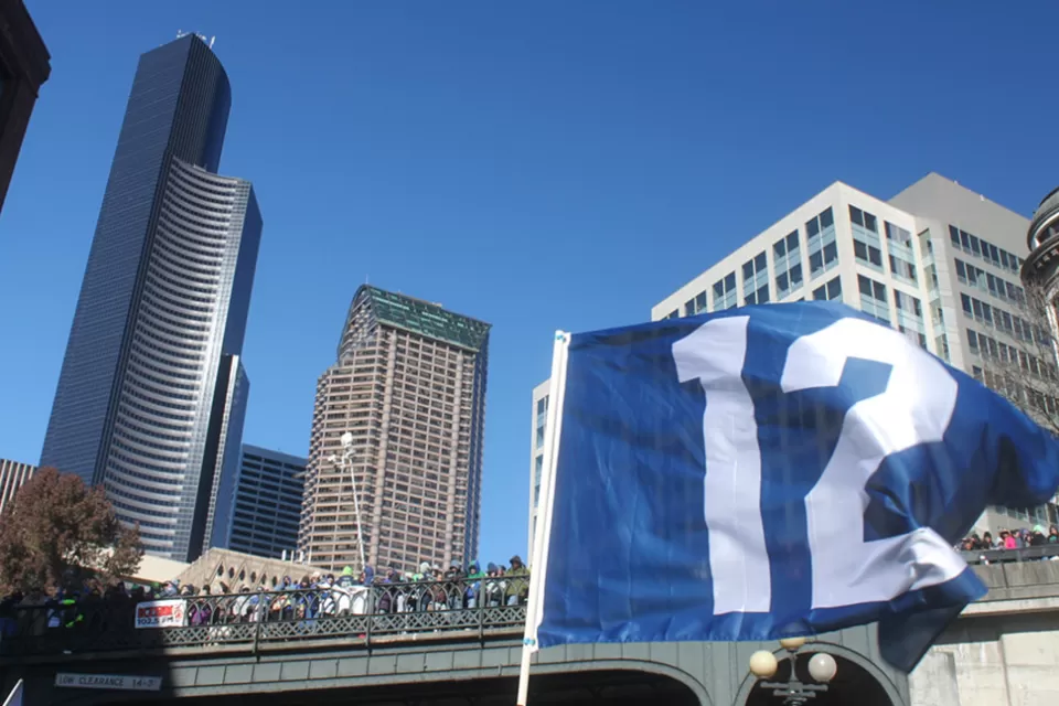 Seattle SUper Bowl Parade 12th Man Flag